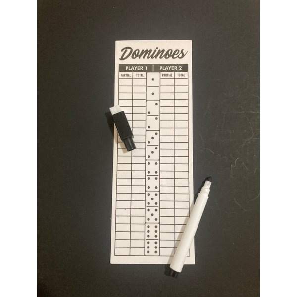 PRK 14 Reusable Double Six Dominoes Game Score Pad with Pen, 8x2.7 Inches so u can Focus on The Game, not on Keeping Score!