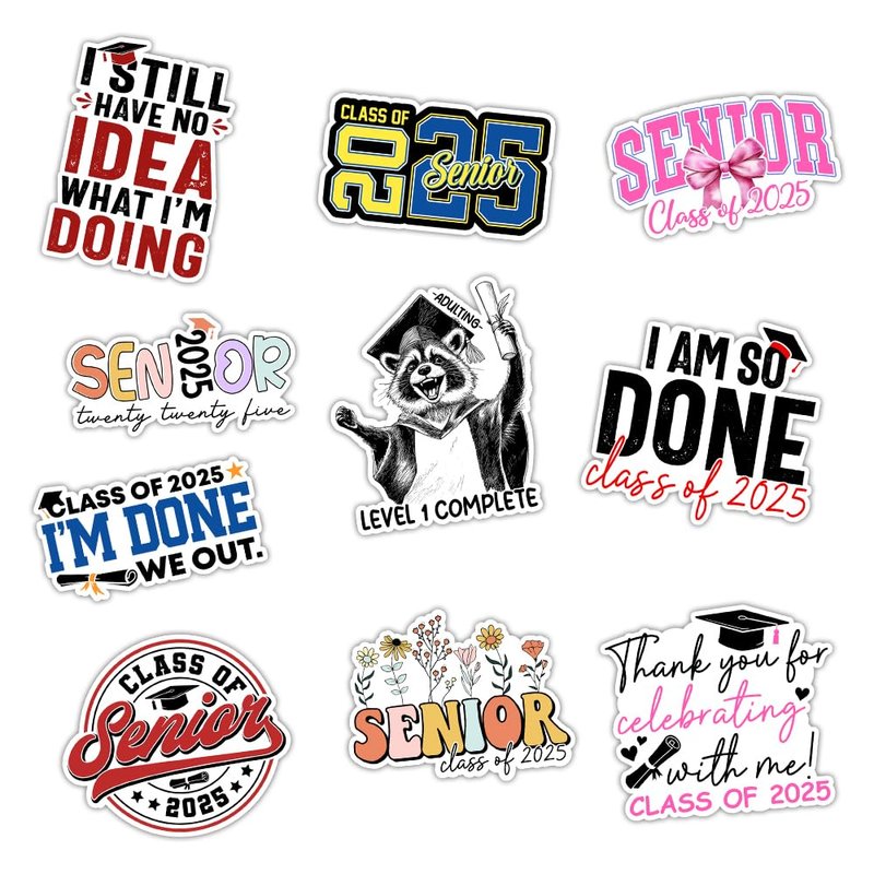 ULTRAVUTT [ 10pcs-3''] Senior 2025 Sticker Pack, 2026 Graduation Season ...