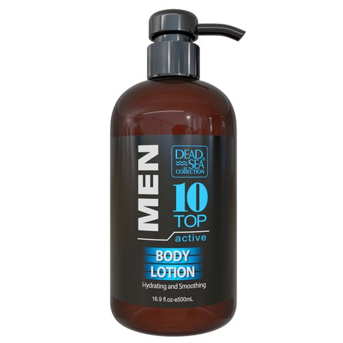 Dead Sea Collection Top 10 Men's Body Lotion - Maximum Hydration Nourishing Moisturizing Lotion for Men - 16.9 Fl Oz Bottle DSC Top 10 Men's Body Lotion 16.9fl.oz/500ml. bottle + pump