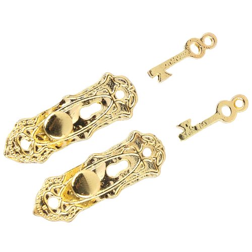 2 Set Dollhouse Door Lock and Key Set, 1:12 Miniature Knob Hardware Handle Key Set,Mini Furniture Accessories Parts