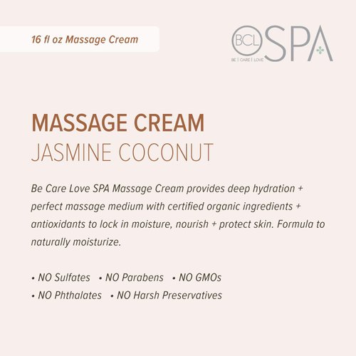 BCL SPA Massage Cream, Jasmine Coconut, 16 Fl Oz