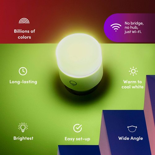 LIFX color, A19 1100 lumens, Wi-Fi Smart LED Light Bulb, Billions of colors and Whites, No Bridge Required, Works with Alexa, Hey Google, HomeKit and Siri, Multicolor (4-Pack)