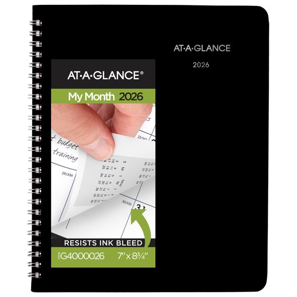AT-A-GLANCE 2026 Planner, Monthly, 7" x 8-3/4", Medium, DayMinder, Black (G4000026)