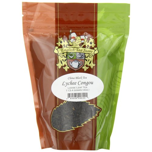 English Tea Store Loose Leaf, Lychee Congou China Black Tea Pouches, 4 Ounce