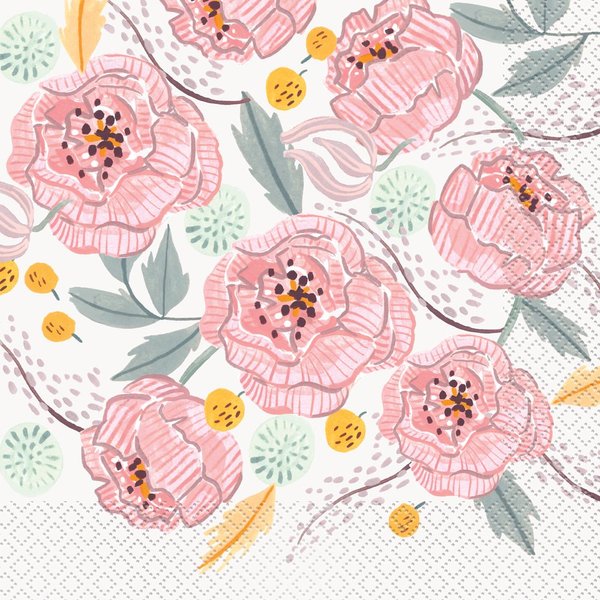 Elegant Painted Floral Luncheon Napkins (Pack of 16) - Perfect for Weddings & Special Occasions