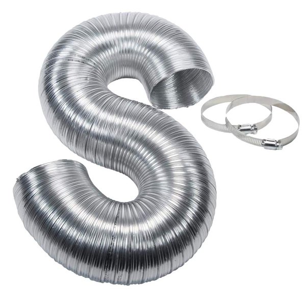 Eastman 8 Foot ArmorFlex Dryer Vent, Flexible Aluminum Duct with Clamps, Semi-Rigid, 69028