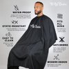 The Rich Barber 360 Barber Cape - Lightweight Professional Hair Cutting Apron - Water Resistant Cloth Haircut Gown - Universal Fit for All Neck Sizes (Black)