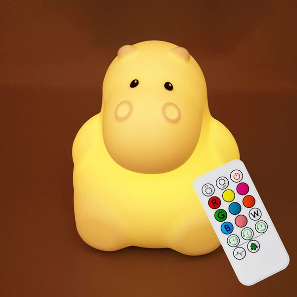 HAPPYBAG Night Light for Kids,LED Cute Lamps Rechargeable Sleep Nursery Bedside Lamp,with Touch Sensor Lights for Children's Holiday Gift (Dinosaur) (Hippopotamus)