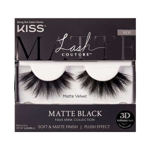 KISS Lash Couture Faux Mink 3D Matte False Eyelashes, 'Matte Velvet', 16 mm, Includes 1 Pair Of Lash, Contact Lens Friendly, Easy to Apply, Reusable Strip Lashes