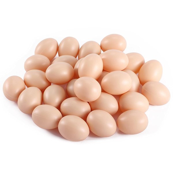 PowerTRC 30 Pcs Plastic Eggs Toys, Toy Food DIY Easter Eggs, Real-Life Size Faux Pretend Play Food Play Kitchen Accessories, Realistic Chicken Eggs