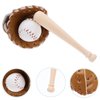 Toyvian Dollhouse Accessories Miniatures Sports Baseball Kits Bat Glove Ball Set Miniature Baseball Kit for Mini House Sport Fairy Garden Cake Topper Decoration Brown