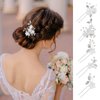 Lusofie 5Pcs Peal Flower Hair Pins Pearl Bridal Hair Pins Silver Wedding Hair Piece Wedding Hair Accessories Hair Flowers for Women Girls