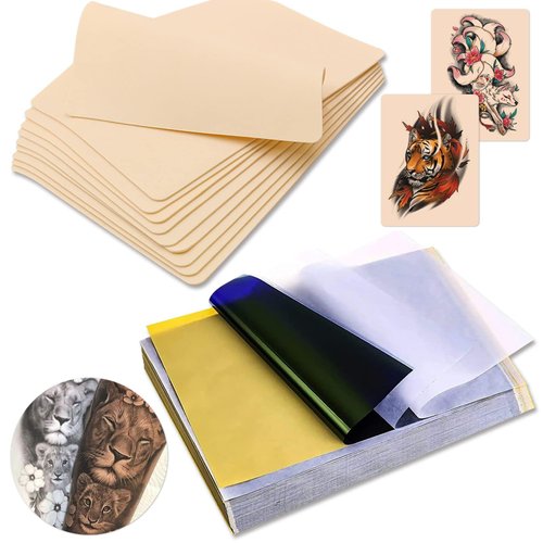 Yangna Tattoo Practice Skin with Transfer Paper, 10Pcs Tattoo Fake Skin and 20Pcs Tattoo Transfer Paper