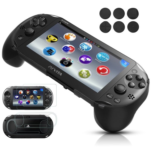 Gorliskl Hand Grip Handle Joypad Protective Case with L2 R2 Trigger Button Grip Shell Controller Protective Case for Sony Playstation PS Vita 2000 PSV 2000 PS Vita Slim.