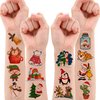 96PCS Merry Christmas Temporary Tattoos Theme Birthday Party Decorations Supplies Favors Decor Cute Funny Xmas Santa Claus Snowflake Tattoo Stickers Gifts for Kids Girls Boys Prizes Carnival New Year