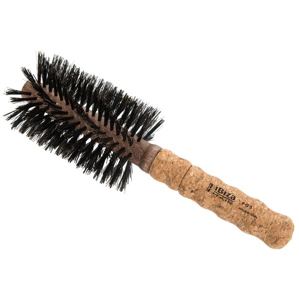 Ibiza Hair Professional Round Boar Hair Brush (G5, 70mm), Hybrid Swirled Boar & Carbon Fiber Nylon Bristles with Cork Handle, For Coarse & Frizzy Hair, Add Texture & Shine for Medium to Long Hair