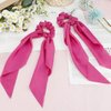 Scrunchies, Silk Scrunchies, Hot Pink Scrunchie, Scrunchies for Women, Hair Scarf Scrunchie, Pink Hair Bow, Hair Scrunchies, Satin Scrunchies, Silk Hair Ties, Pink Hair Accessories, Scrunchie With Bow