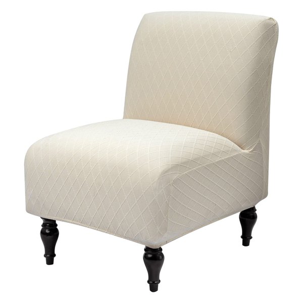 Iauddy Armless Accent Slipper Chair Cover Slipcover,Stretch Spandex Removable Jacquard Non-Slip Silp Cover for Accent Chair Without Arms Furniture Protector for Living Dining Room