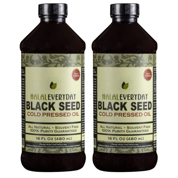 Pure Black Seed Oil - 32oz - 2-16oz Bottles of 100% Pure and Cold Pressed Black Seed - NON-GMO and Vegan - Nigella Sativa -100% Hexane Free - Unfiltered, very dark and potent