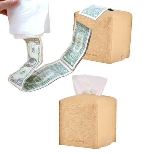 GASHINA STORY Money Pull Out Box for Cash Gift with Reusable Tissue Box Cover - Surprise Pop Up Money Gift Boxes, Perfect for Birthday, Valentines, Anniversary (Cream Beige)