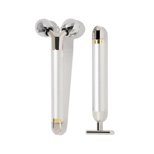 CHADO Duo Electric Facial Massage - 3D Roller & T Bar, Rejuvenating Lymphatic Drainage, Anti-Puffiness, Skin Tightening, Home Spa Experience Skin Care Tools