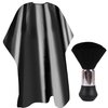 EHJYO Barber Cape Professional Hair Cutting Cape with Neck Duster Brush, Waterproof Salon Cape, Hair Cutting Accessories(Black)