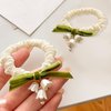 Elegant Lily of the Valley Floral Hair Ties - 2 Pack Flower Hair Bands - Elastic Ponytail Holders Hair Tie No Damage Hair Accessories for Woman Girls Kids Gifts