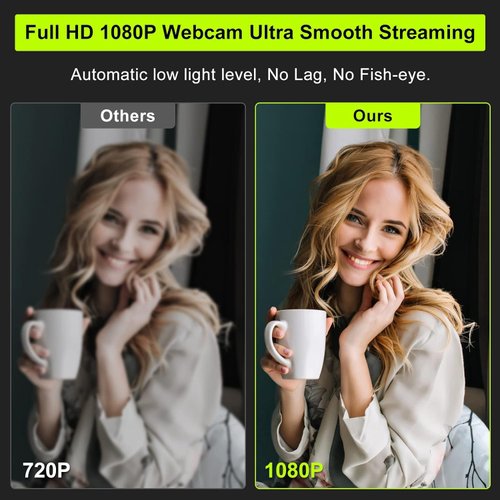 Webcam with Ring Light Microphone - Streaming Web Camera, 1080P Full HD Pro Camera for PC Mac Laptop Desktop, USB Computer Webcam with Privacy Cover and Tripod for Zoom Meeting Skype Teams Twitch