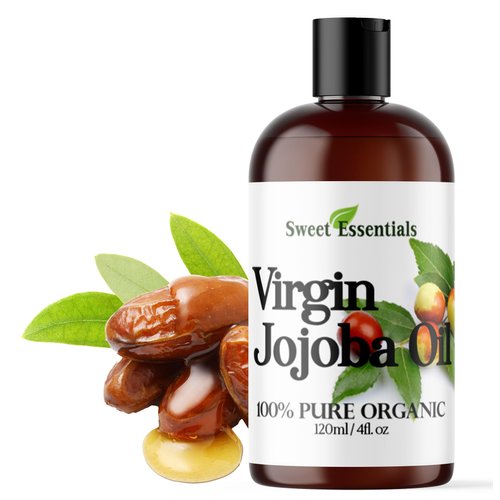 Sweet Essentials Premium Organic Unrefined Jojoba Oil, Imported From Argentina, 100% Pure, Cold Pressed - For Hair, Skin & Nails - Best Natural Moisturizer - Hexane Free (4 fl oz)