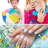 JANYUN 96 Pcs Kids False Nail Press on Nails Kids Full Cover Short False Nails Children Nail Tips Lovely Gift for Kids Little Girls Nail Art Decoration (Blue Theme)