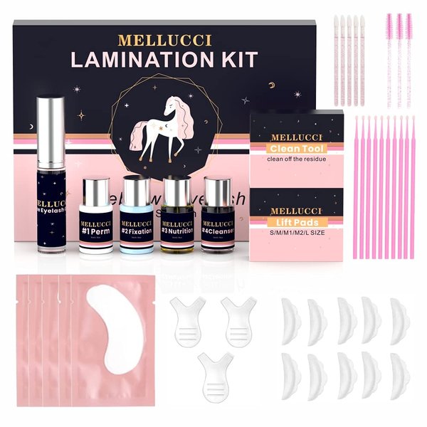 Mellucci Lash Lift Kit Brow Lamination Kit Eyelash Perm Kit Easy to Use Long Lasting Salon Results with Detailed Instruction for DIY or Professional