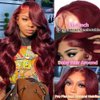 ELFSECRET 99J Burgundy Lace Front Wigs Human Hair 13X4 Body Wave 180 Density HD Transparent Lace Frontal Wig for Black Women Glueless Wine Red Lace Wig Pre Plucked with Baby Hair 28 Inch