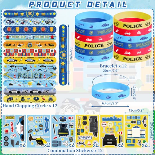 Obussgar Police Party Favour Supplies including Police Gift Bags, Stickers, Badges, Wristbands for Police Theme Birthday Party