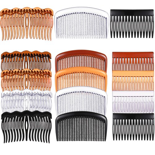 12 Pieces French Side Hair Twist Comb Plastic Decorative Hair Comb Clips with Teeth Styling Hair Side Combs Hair Combs for Women Girls Accessories Fine Hair(15 Teeth, 17 Teeth, 29 Teeth)