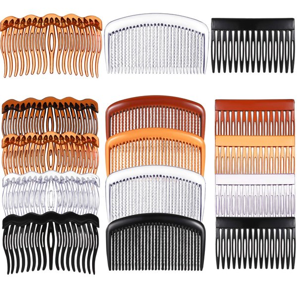 12 Pieces French Side Hair Twist Comb Plastic Decorative Hair Comb Clips with Teeth Styling Hair Side Combs Hair Combs for Women Girls Accessories Fine Hair(15 Teeth, 17 Teeth, 29 Teeth)