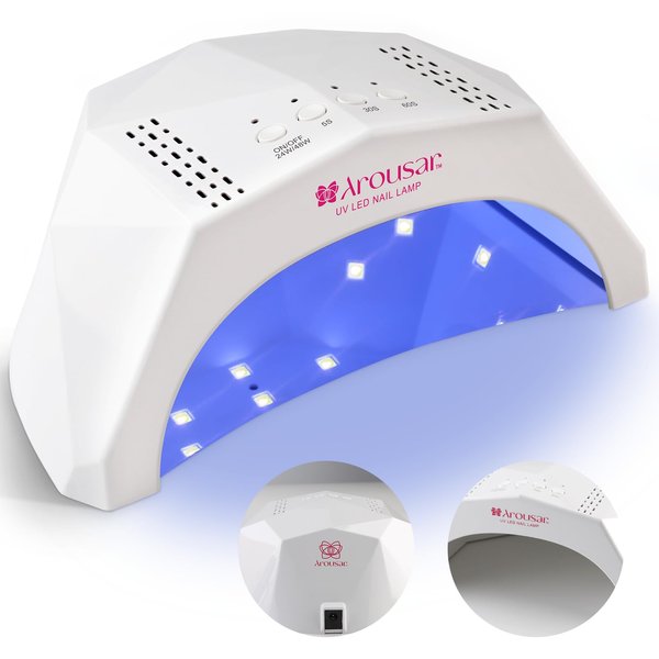 Arousar UV LED Nail Lamp 48W, Nail Light for Gel Polish, UV Dryer for Poly Nail Gel, 3 Timers Professional Quick Dry Curing Lamp with Auto Sensor, DIY Manicure Salon at Home