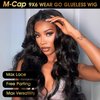 MARRYU Body Wave Lace Front Wigs Human Hair 9x6 M-Cap Wear and Go Glueless Wigs Human Hair Pre Plucked Pre Cut Pre Bleached Tiny Knots 180% Density Upgraded No Glue Hd Lace with Baby Hair for Woman