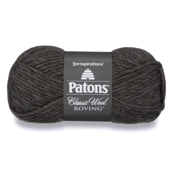 Patons Classic Wool Roving Yarn, 3.5 oz, Dark Gray, 1 Ball
