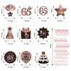 Happy 65th Birthday Party Hanging Swirls Streams Ceiling Decorations, Celebration 65 Foil Hanging Swirls with Cutouts for 65 Years Old Rose Gold Birthday Party Decorations Supplies
