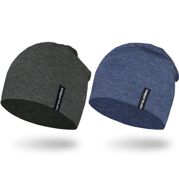 EMPIRELION 9" Multifunctional Lightweight Beanies Hats for Men Women Running Skull Cap Helmet Liner Sleep Caps (Dark Grey Mel + Steel Blue Mel)