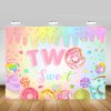 Mocsicka Donut Two Sweet Birthday Backdrop Sweet Candy Second Birthday Party Decorations Background Cake Table Banner Happy 2nd Birthday Party Supplies (7x5ft (82x60 inch))
