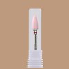 BITNBITH Ceramic Nail Drill Bit 3/32”Professional Safety Acrylic Nail File Drill Bit for Cuticle Dead Skin Remover, Cone Flame Drill Bit for Nail Gel Polishing, Manicure Pedicure Pink,Fine