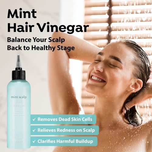 A'PIEU Mint Hair Vinegar Rince 6.76 fl oz - Advanced Scalp Treatment for Oil Control, Hydrating & pH Balancing | Clarifies & Refreshes