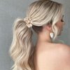 Fashey Pearl Hair Ties Elastic Ponytail Holder Satin Hair Scrunchies Rhinestone Hair Bands Hair Ropes Hair Accessories for Women and Girls（Pack of 3）