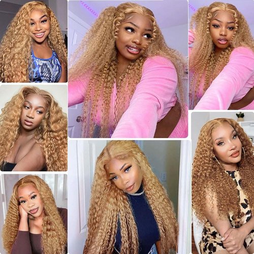 24 26 28 Inch Color #27 Bundles Honey Blonde Curly Human Hair Bundles Color #27 Kinky Curly Bundles Human Hair Weave Honey Blonde Bundles Remy Hair Extensions