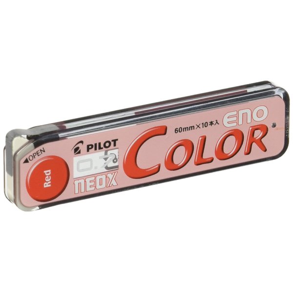 Pilot Color Mechanical Pencil Lead Eno, 0.7mm, Red, 10 Leads (HRF7C-20-R)
