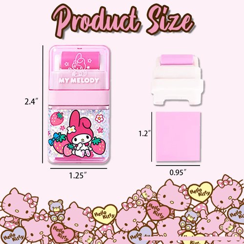 6 Pack Cartoon Kawaii Creative Roller Erasers, Funny Pencil Erasers with Cover and Clean up Roller for Kids Back to School Supplies and Party, Gift Supplies