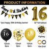 30th Birthday Party Decorations for Men Women Black and Gold, Black Gold Happy Birthday Banner Sign 30th Happy Birthday Balloons for 30th Anniversary Birthday Party Supplies Outdoor Indoor Décor
