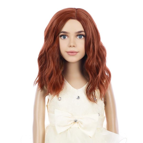 PATTNIUM Kids Orange Wig Child Size Short Wavy Wig Dark Orange Wig for Kids Cosplay Halloween Party Costume Heat Resistant Synthetic Wig for Girls (Dark Orange)
