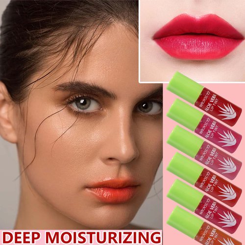 6 Colors Lip Tint Stain Set,Mini Velvet Lip Tint Watery Lip Stain Long Lasting Waterproof Moisturizing Lip & Cheek Tint,Hydrating,Natural Glossy Liquid Lipstick Lip Gloss Kits for Women (Set A)
